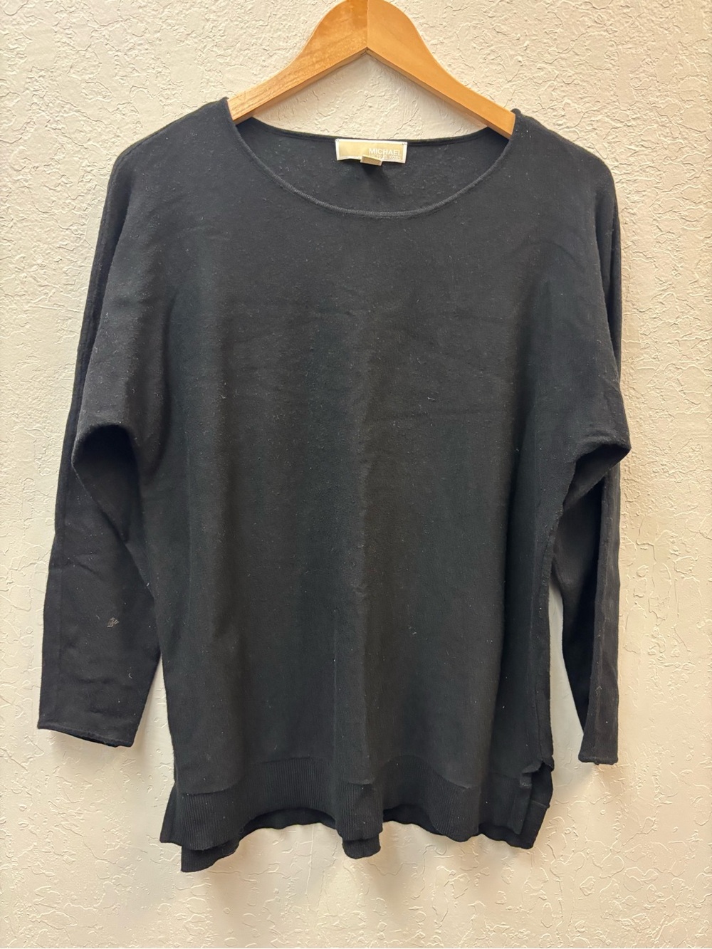 Michael Michael Kors Womens Sweater Black L Round Neck Long Sleeve